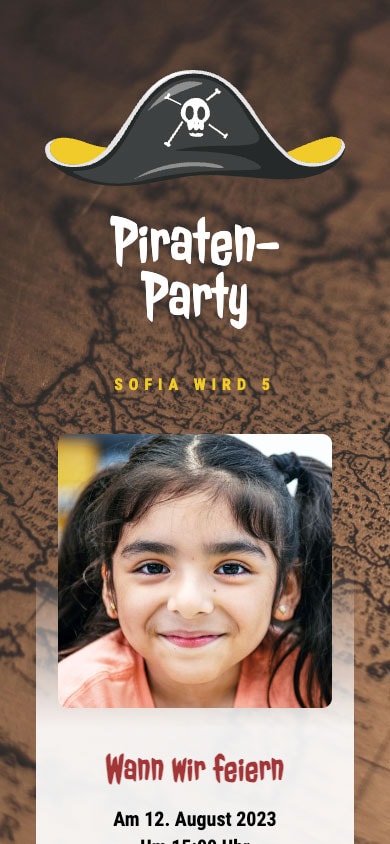 „Treasure Map“ Template for a Children's Birthday Party Invitation