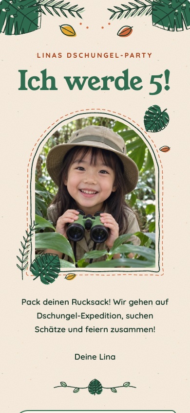 „Jungle“ Invitation Template for a Kids' Birthday Party – feierly