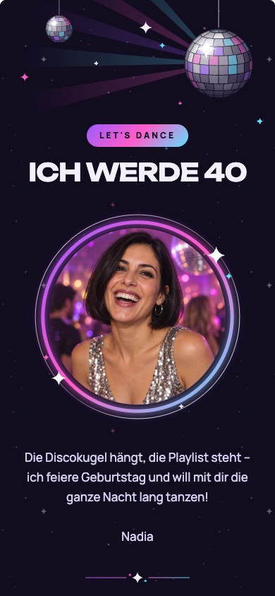 Einladungsvorlage „Disco Chrome“ zum Geburtstag – feierly