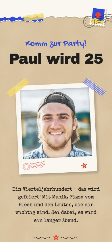 „Paul Turns 25“ Birthday Invitation Template – feierly