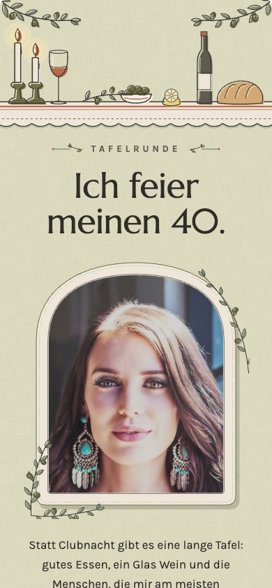 Einladungsvorlage „Tafelrunde“ zum Geburtstag – feierly