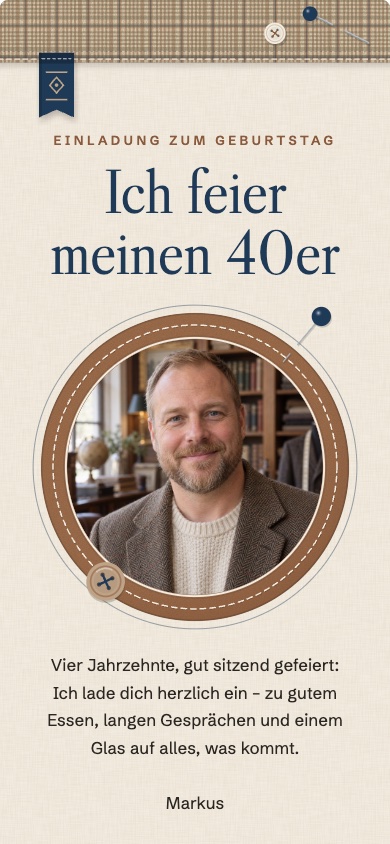 Einladungsvorlage „Heritage Tweed“ zum Geburtstag – feierly