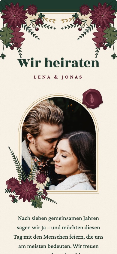 Einladungsvorlage „Lena & Jonas“ zur Hochzeit – feierly