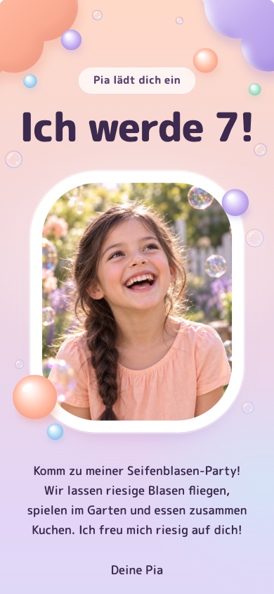 „I'm Turning 7!“ Children's Birthday Party Invitation Template – feierly