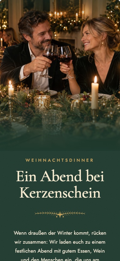 Einladungsvorlage „Ein Abend bei Kerzenschein“ für die Weihnachtsfeier – feierly