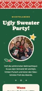 Einladungsvorlage „Ugly Sweater Party!“ für den Wichtelabend – feierly