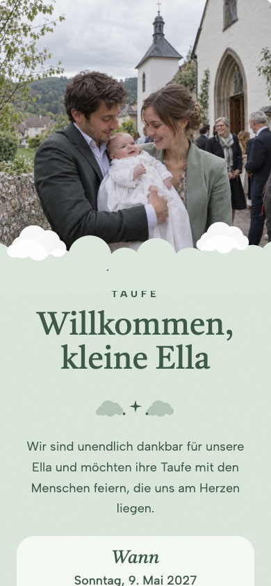 „Welcome, Little Ella“ Baptism Invitation Template – feierly